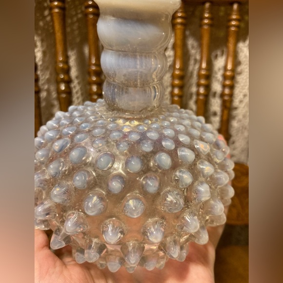 Fenton Opalescent Moonstone Hobnail Glass Perfume Bottle - Vintage, Eclectic - Picture 3 of 14